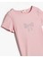 T-Shirt Fiyonk Baskılı Pul Detaylı Kısa Kollu Bisiklet Yaka Pamuklu 3