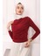 Bordo Balıkçı Yaka Drapeli Sandy Bluz 4