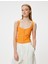 Crop Atlet Poplin Kalın Askılı Düğmeli V Yaka Slim Fit 3