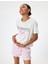 Şortlu Pijama Takımı Fiyonk Baskılı Fırfır Detaylı 1