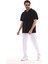 Yarım Fermuarlı Düz Oversize T-Shirt - Siyah 2
