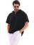 Yarım Fermuarlı Düz Oversize T-Shirt - Siyah 3