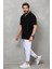 Yarım Fermuarlı Düz Oversize T-Shirt - Siyah 4