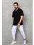 Yarım Fermuarlı Düz Oversize T-Shirt - Siyah 5