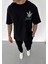 Bisiklet Yaka Baskılı Oversize T-Shirt - Siyah 1