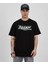 Bisiklet Yaka Baskılı Oversize T-Shirt - Siyah 1