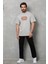Bisiklet Yaka Baskılı Oversize T-Shirt - Gri 5
