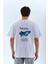 Bisiklet Yaka Baskılı Oversize T-Shirt - Beyaz 2