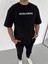 Bisiklet Yaka Baskılı Oversize T-Shirt - Siyah 1