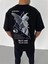Bisiklet Yaka Baskılı Oversize T-Shirt - Siyah 2