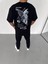 Bisiklet Yaka Baskılı Oversize T-Shirt - Siyah 3