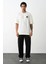 Bisiklet Yaka Baskılı Oversize T-Shirt - Beyaz 1