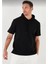 Kapşonlu Kısa Kol Düz Oversize T-Shirt - Siyah 1