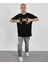 Bisiklet Yaka Baskılı Oversize T-Shirt - Siyah 1