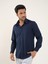 Lacivert Erkek Regular Fit Düz Brent Yaka Uzun Kol Gömlek - 88189 2