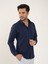 Lacivert Erkek Regular Fit Düz Brent Yaka Uzun Kol Gömlek - 88189 4