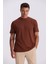 Kahve %100 Pamuk Desenli Bisiklet Yaka T-Shirt 1