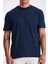 Lacivert %100 Pamuk Desenli Bisiklet Yaka T-Shirt 3