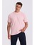 Pembe %100 Pamuk Desenli Bisiklet Yaka T-Shirt 1