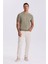 Haki Slim Fit Triko Bisiklet Yaka T-Shirt 1