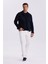 Lacivert Slim Fit Bebe Yaka Pamuklu Cepli Denim Kot Ceket 1