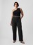 Kadın Siyah Mid Rise Pull-On Kargo Pantolon 5