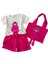Çantalı Büzgülü 3 Lü Kız Çocuk Takım - Fuşya 2