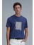 Nally Modern Grafik T- Shirt Koyu Saks 1