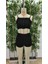 Kadın Ip Askılı Crop Bluz ve Yanlardan Büzgülü Ikili Kaşkorse Short Takım 5