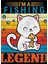 Komik Kedi Balık Tutma Efsane-Komik Hayvanlar Tipografi Tablo Ahşap Poster Dekoratif 1
