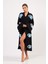 Göz Desenli Taş Baskılı Pamuklu Müslin Kimono Siyah 3