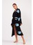 Göz Desenli Taş Baskılı Pamuklu Müslin Kimono Siyah 5