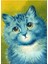 Mavi Kedi - Louis Wain Tablo Ahşap Poster Dekoratif 1