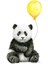 Sarı Balonlu Bebek Panda Kaprisli Suluboya Hayvan Tablo Ahşap Poster Dekoratif 1