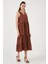 Relaxed Fit V Yaka Volanlı Midi Elbise Kadın Elbise 611EL011 4