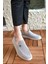 Terry Erkek Gri Garantili Rahat Dikişli Esnek Deri Detaylı Triko Loafer TERRY-7992 1