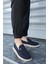 Terry Erkek Lacivert Garantili Rahat Dikişli Esnek Deri Detaylı Triko Loafer TERRY-7992 1