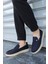 Terry Erkek Lacivert Garantili Rahat Dikişli Esnek Deri Detaylı Triko Loafer TERRY-7992 2