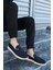 Terry Erkek Lacivert Garantili Rahat Dikişli Esnek Deri Detaylı Triko Loafer TERRY-7992 3
