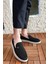 Terry Erkek Siyah Garantili Rahat Dikişli Esnek Deri Detaylı Triko Loafer TERRY-7992 1