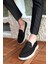 Terry Erkek Siyah Garantili Rahat Dikişli Esnek Deri Detaylı Triko Loafer TERRY-7992 2