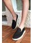 Terry Erkek Siyah Garantili Rahat Dikişli Esnek Deri Detaylı Triko Loafer TERRY-7992 5