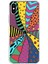 Apple iPhone Xs Max ile Uyumlu 1mm Slim Fit Retro Colors 4 Baskılı Şeffaf Silikon Kılıf 1