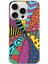 Apple iPhone 15 Pro ile Uyumlu 1mm Slim Fit Retro Colors 4 Baskılı Şeffaf Silikon Kılıf 1