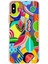 Apple iPhone Xs ile Uyumlu 1mm Slim Fit Retro Colors 6 Baskılı Şeffaf Silikon Kılıf 1
