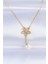 316L Çelik Zincir Gold Renk Inci Detay Çiçek Kolye - EBJ240613W24928 1