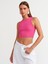 20820 Dikiş Efektli Crop Top-Fuşya 1