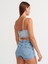 50735 Askılı Kısa Denim Straplez-Mavi 2
