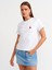 31045 Kiraz Nakışlı Bisiklet Yaka T-Shirt-Beyaz 1