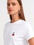 31045 Kiraz Nakışlı Bisiklet Yaka T-Shirt-Beyaz 4
